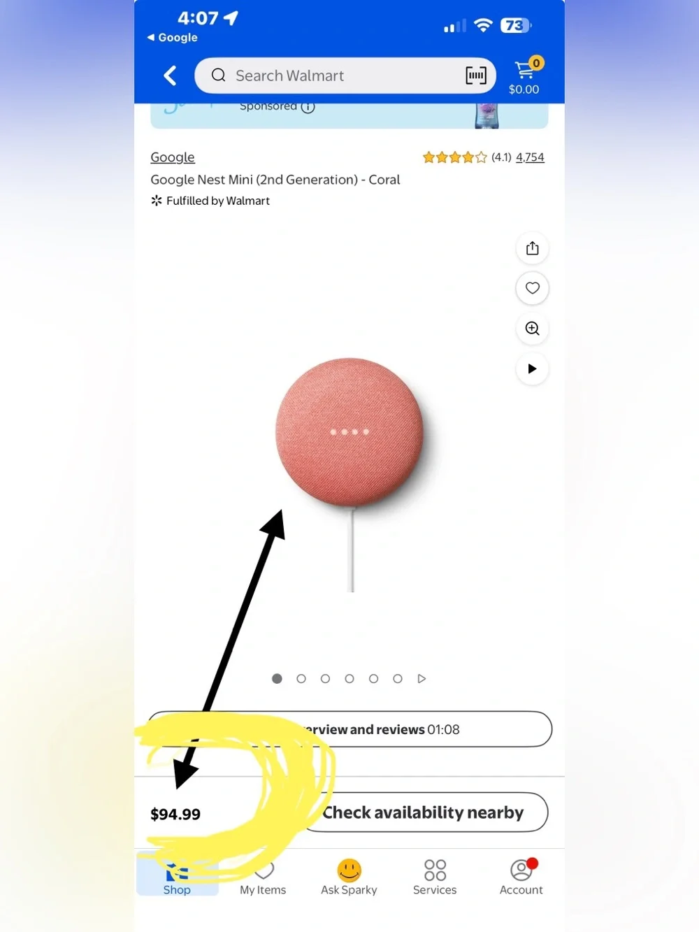 Google Home Mini in Coral Pink-NEW IN BOX